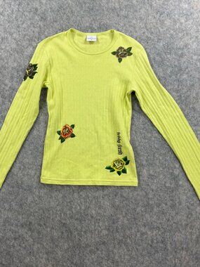 Teddy Fresh Graphic T Shirt Yellow Long Sleeve Sz M Tattoo